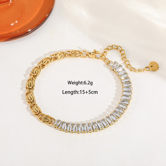Rich Auntie CZ Square Chain Bracelet