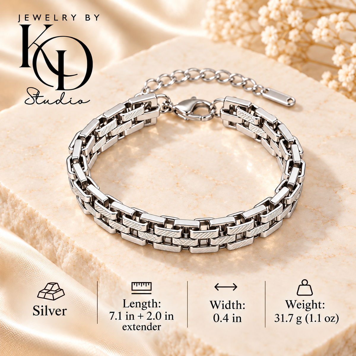 Luxe Etched Chunky Link Bracelet | 18K Gold Plated