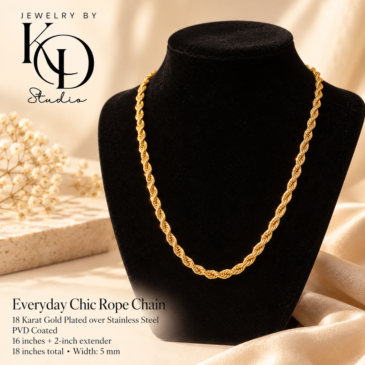 Everyday Chic Rope Chain | 18K Gold Plated | PVD Coated