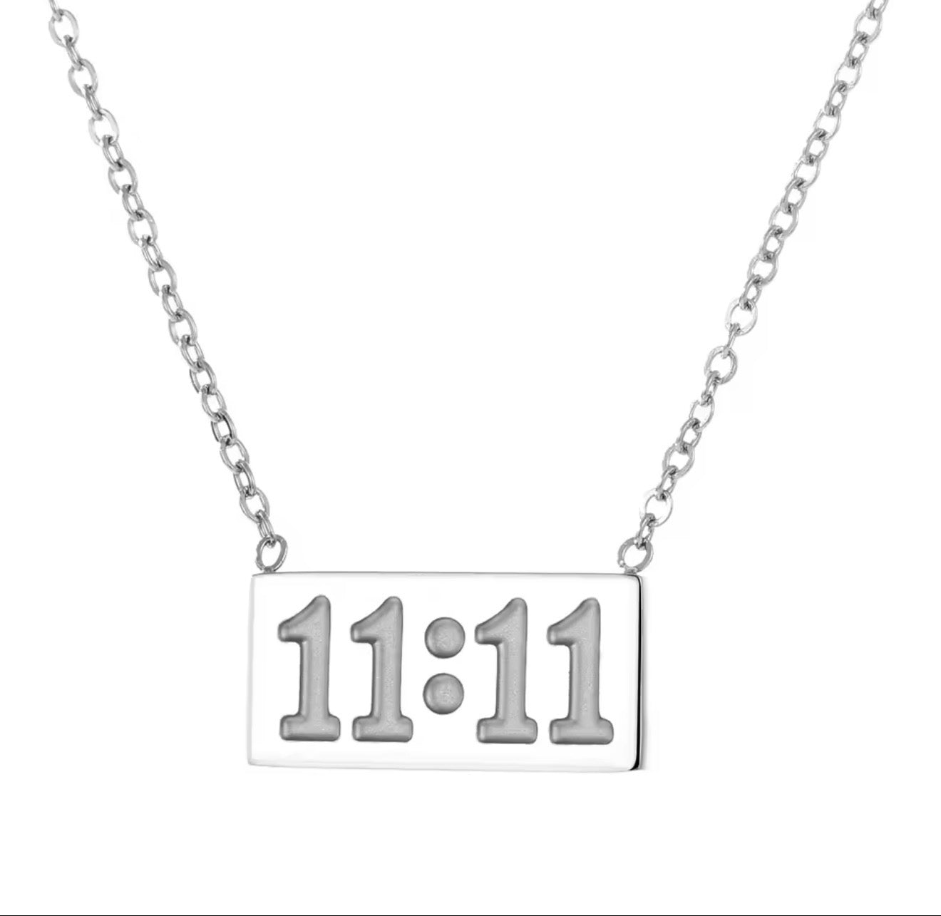 11:11 Square Pendant Necklace - 18 KGP PVD