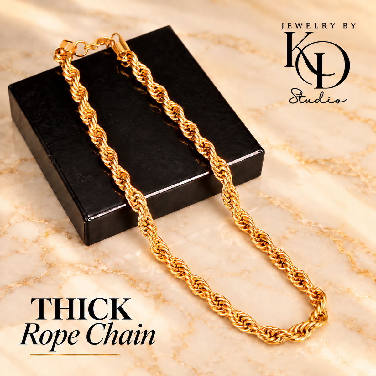 THICK Rope Chain | 18K Gold Plated | PVD Coated