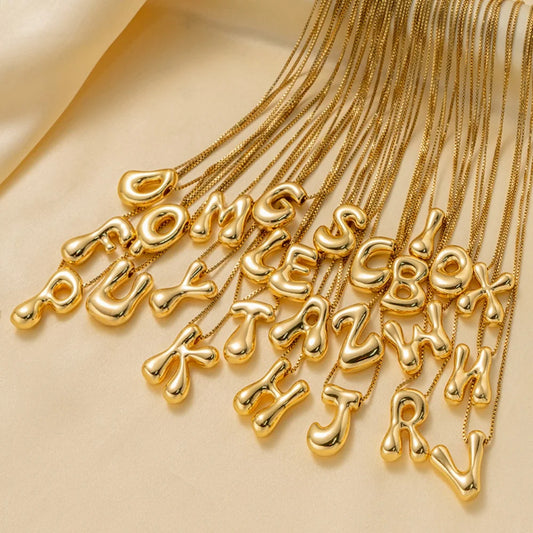 Gold Bubble Letter Necklace