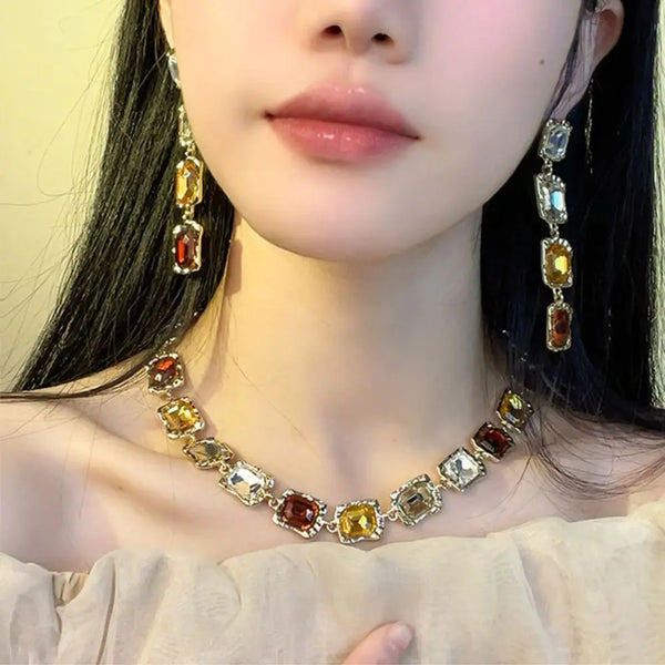 Sparkling Crystal Tassel Necklace