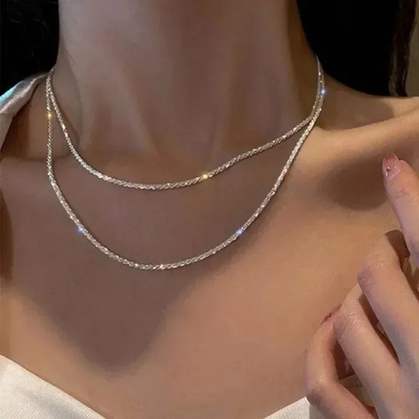 Gleaming Silver Choker Necklace