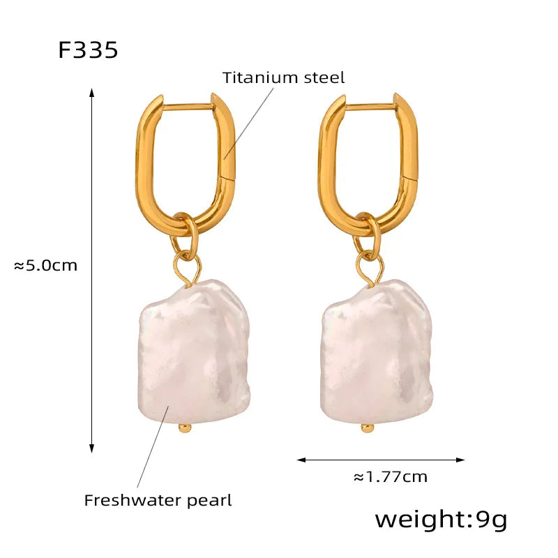Rich Auntie Baroque Pearl Dangle Earrings - 18 KGP PVD
