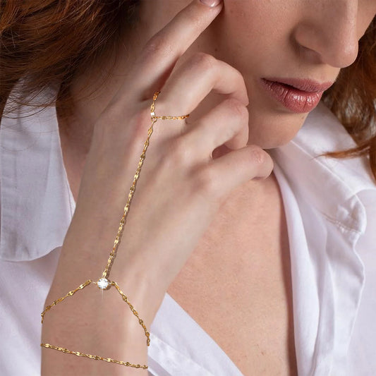 Rich Auntie Glam CZ Double Bracelet Hand Chain