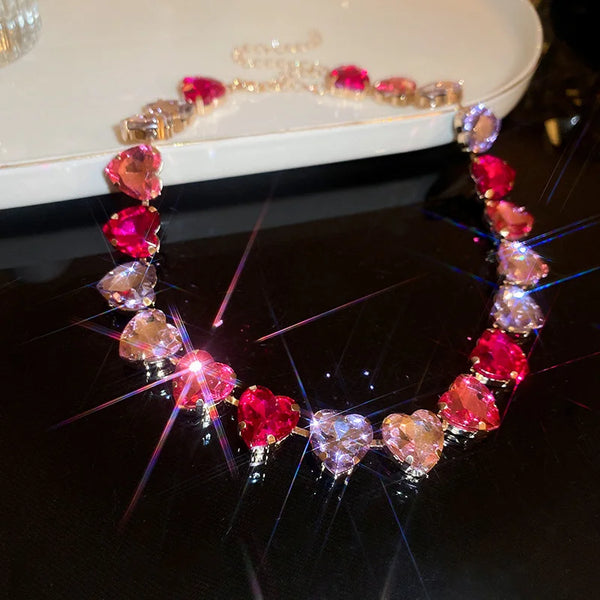 Elegant Crystal Heart Choker