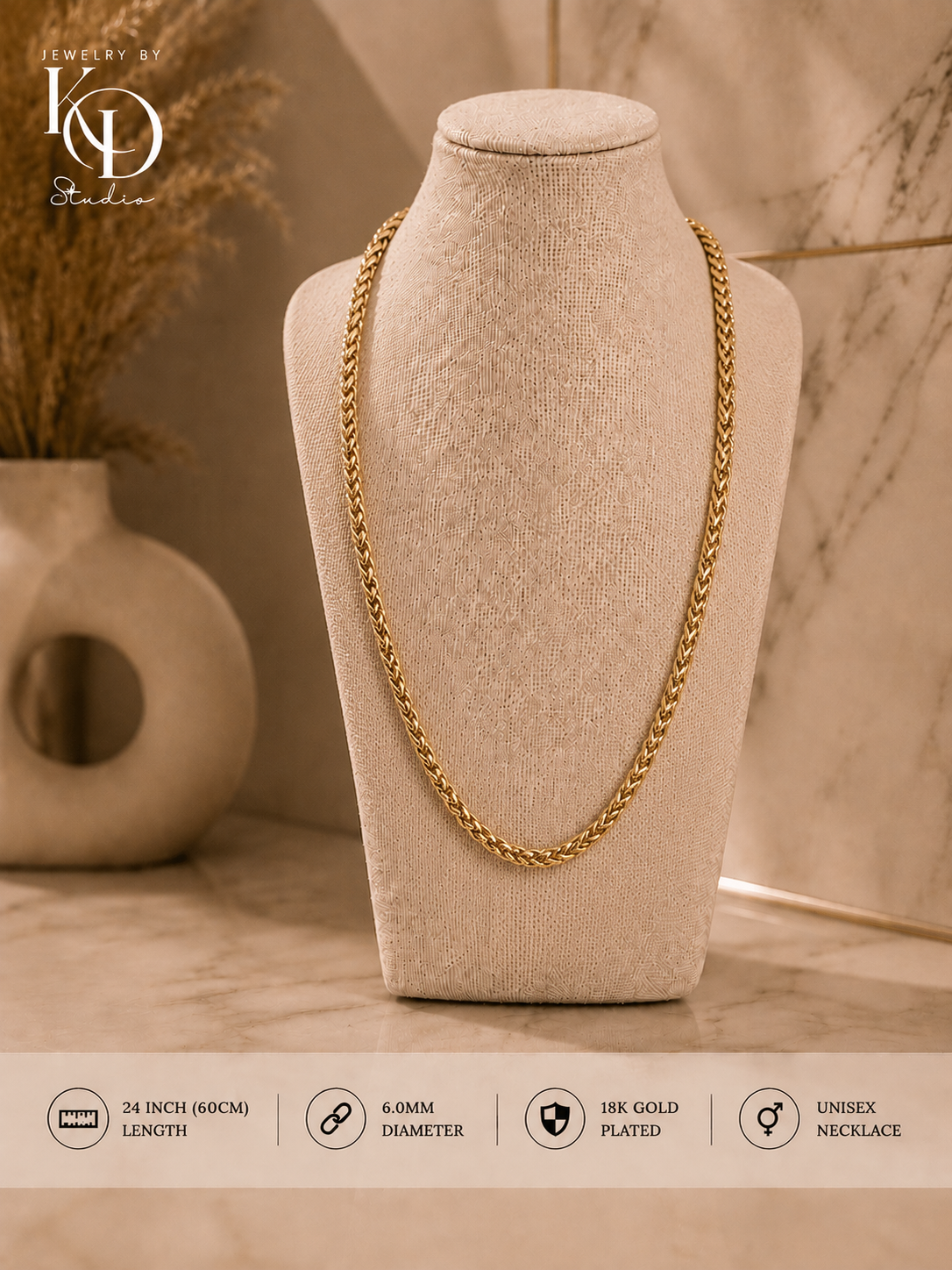 Big Daddy Round Snake Chain Necklace | 18KGP