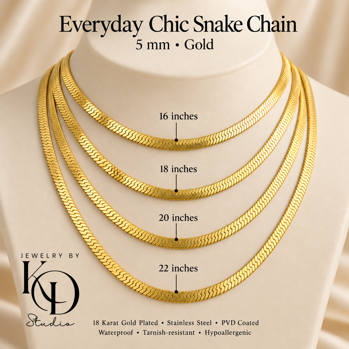Everyday Chic Snake Chain | 18K Gold Plated | PVD Coated