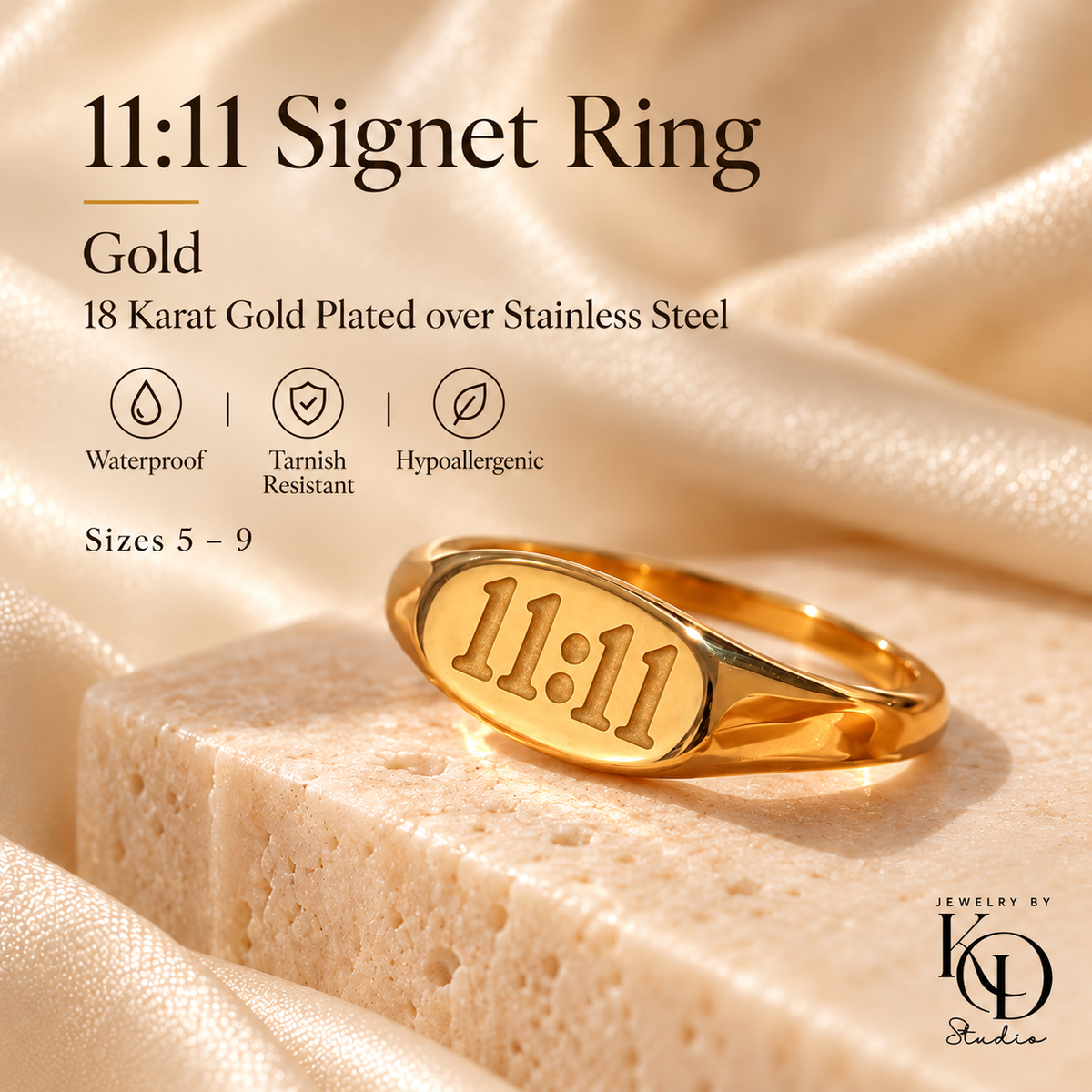 11:11 Signet Ring gold-details