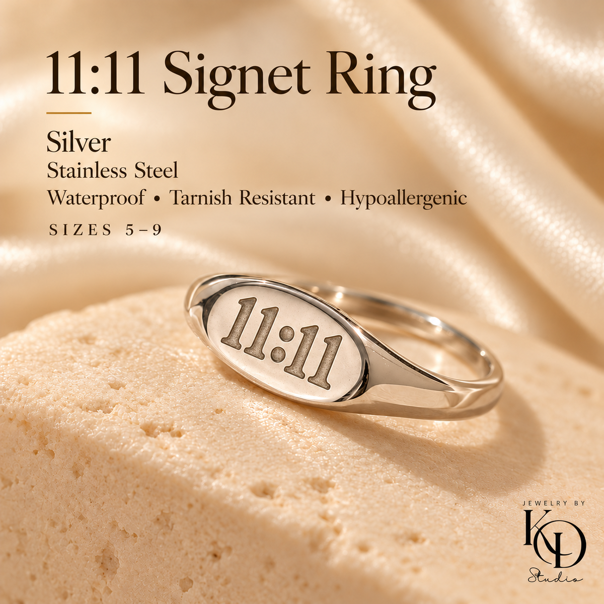 11:11 Signet Ring silver-details