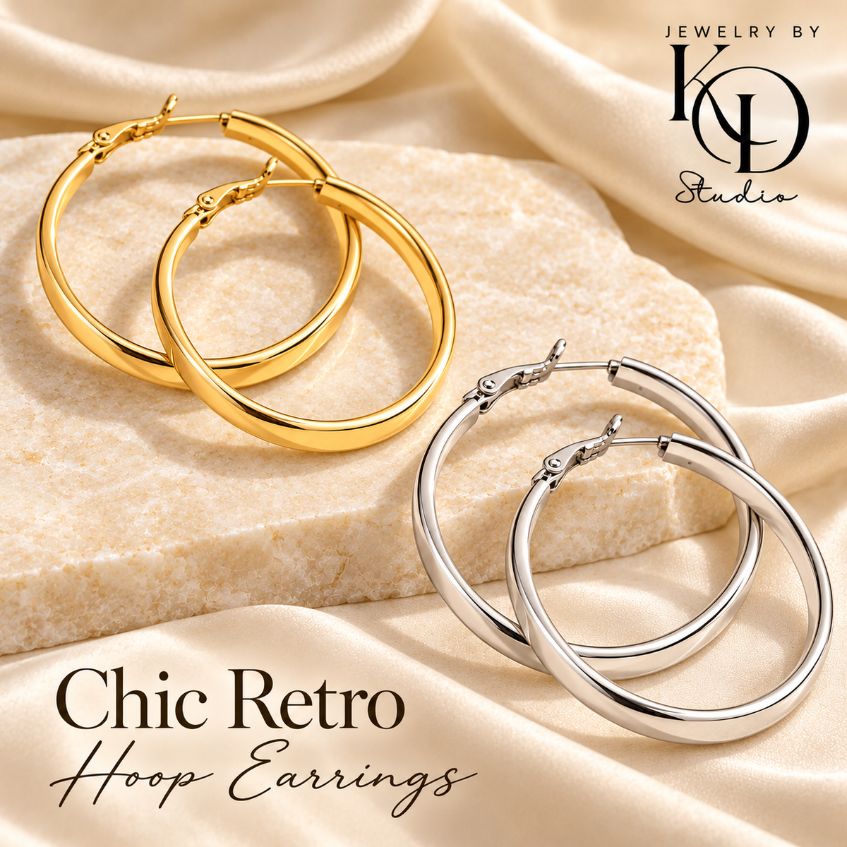 Chic Retro Hoop Earrings | 18K Gold Plated