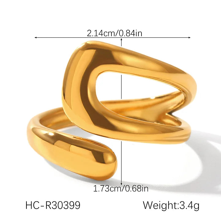 Elegant Asymmetric Ring | 18K Gold Plated | PVD Coated