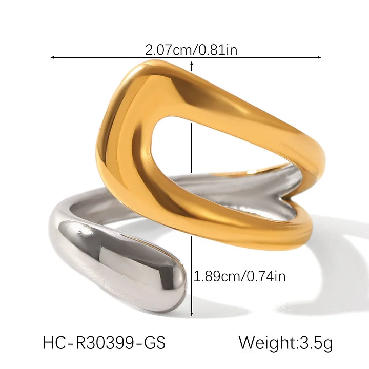 Elegant Asymmetric Ring | 18K Gold Plated | PVD Coated
