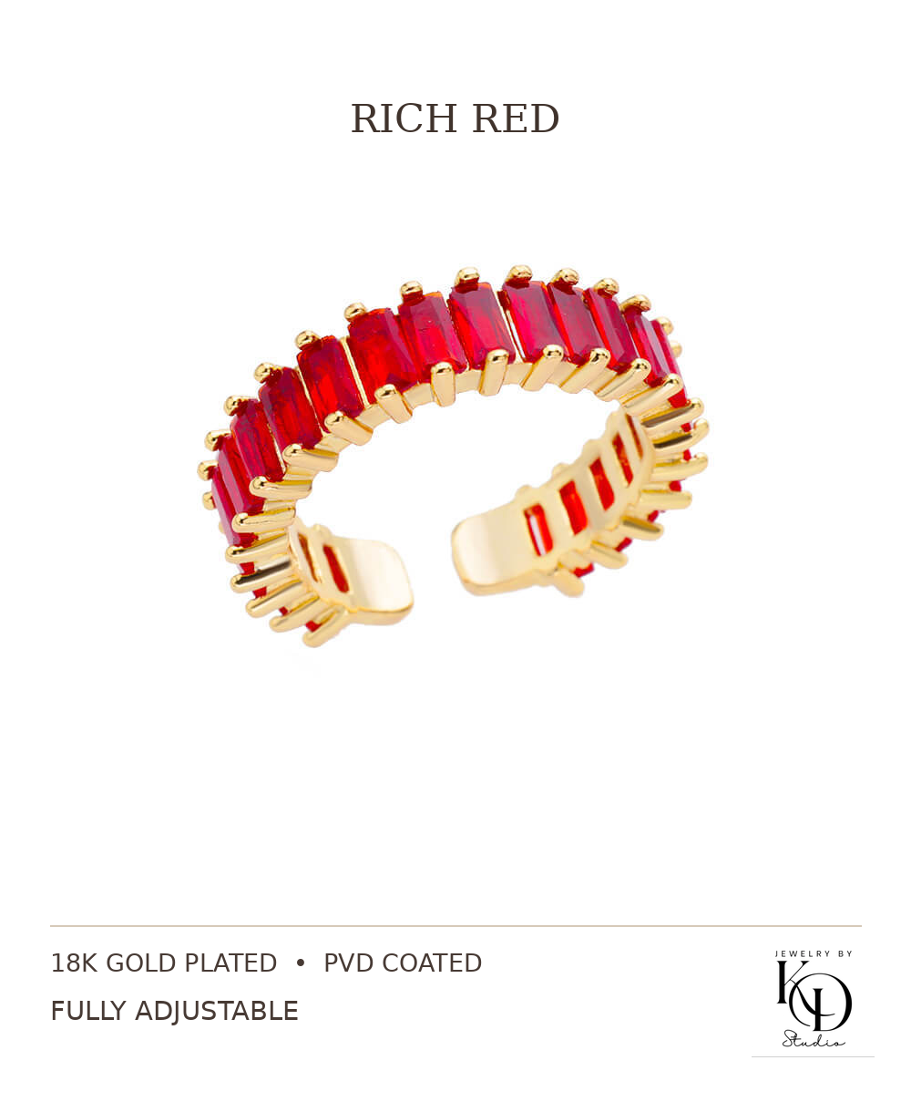 Shimmer & Sparkle CZ Tennis Ring | 18K Gold Plated | PVD Coated