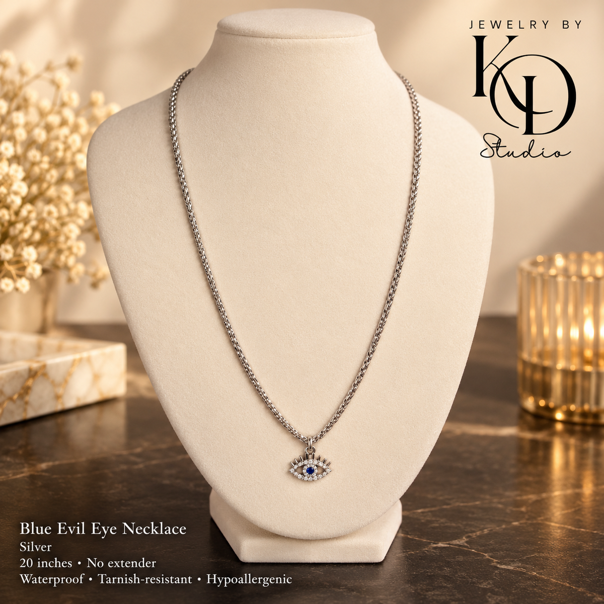Blue Evil Eye Necklace | 18K Gold Plated