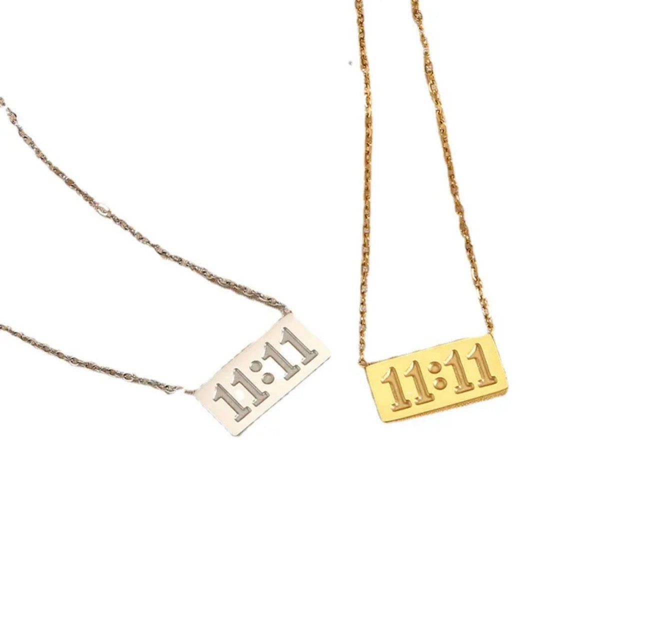 11:11 Square Pendant Necklace - 18 KGP PVD