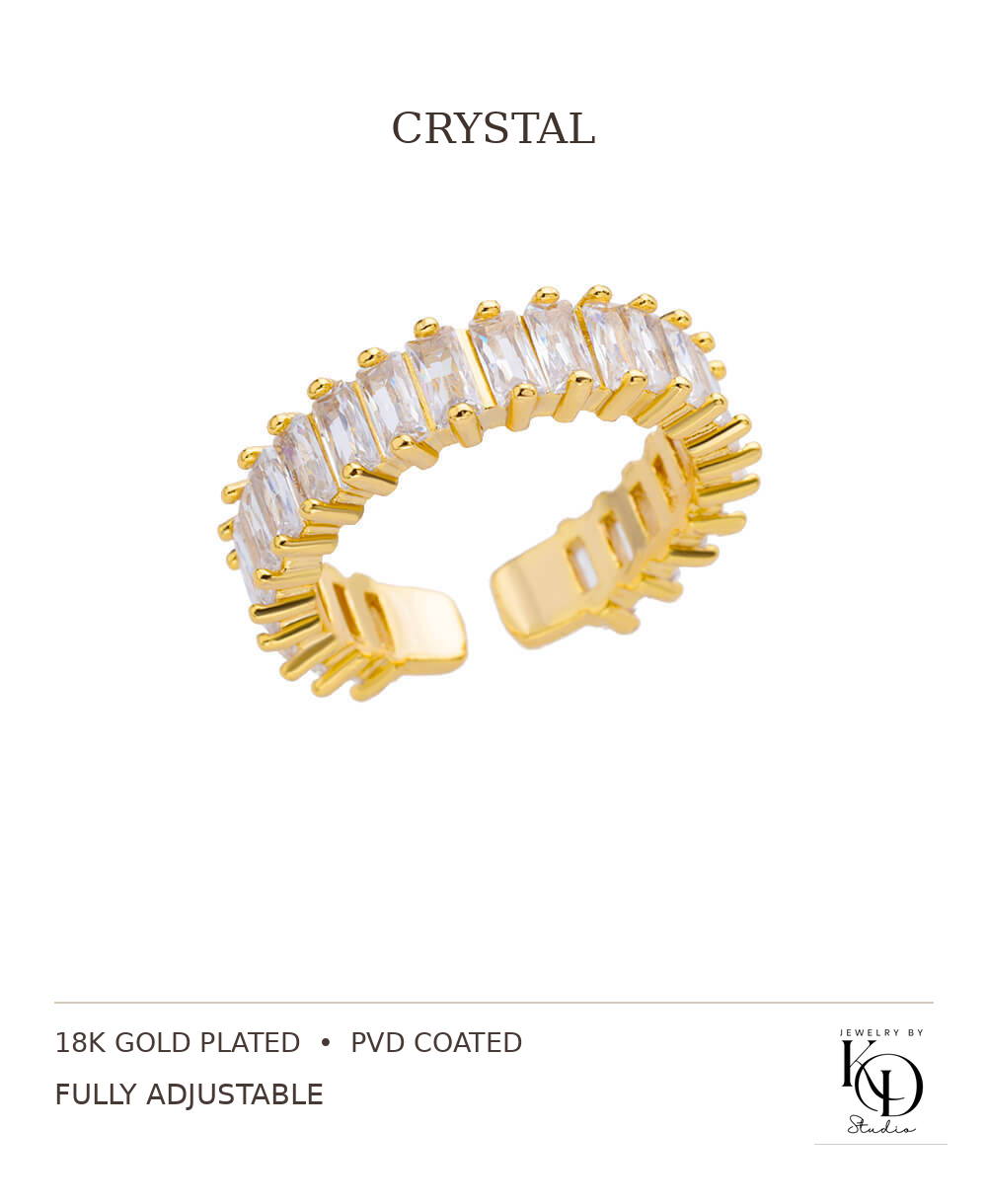 Shimmer & Sparkle CZ Tennis Ring | 18K Gold Plated | PVD Coated