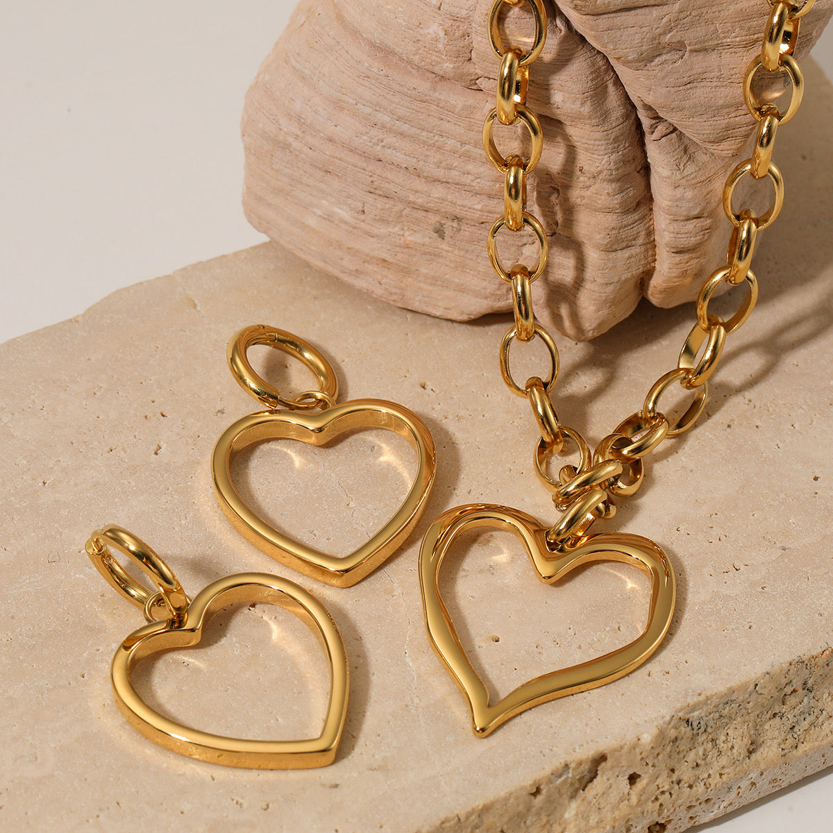 Hollow Hammered Heart Earrings