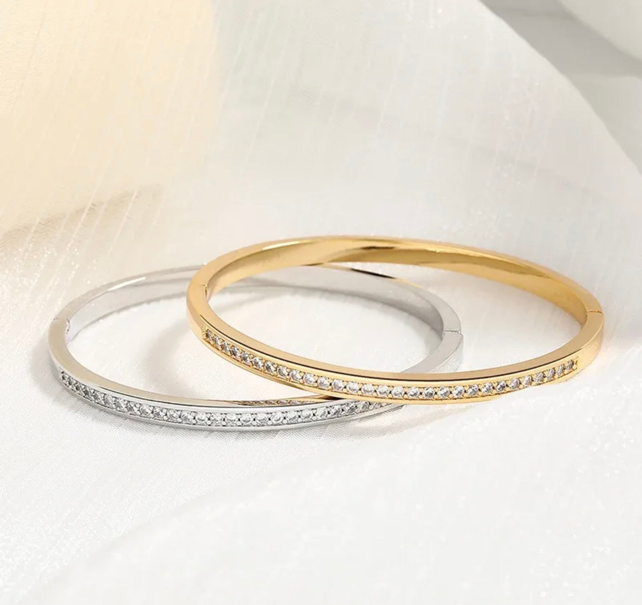 Rich Auntie Classic CZ Inlay Bangle - 18 KGP