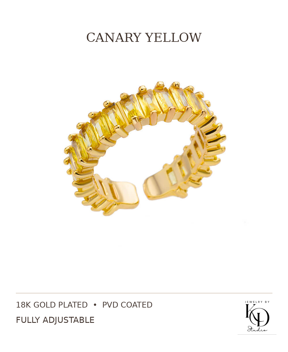 Shimmer & Sparkle CZ Tennis Ring | 18K Gold Plated | PVD Coated