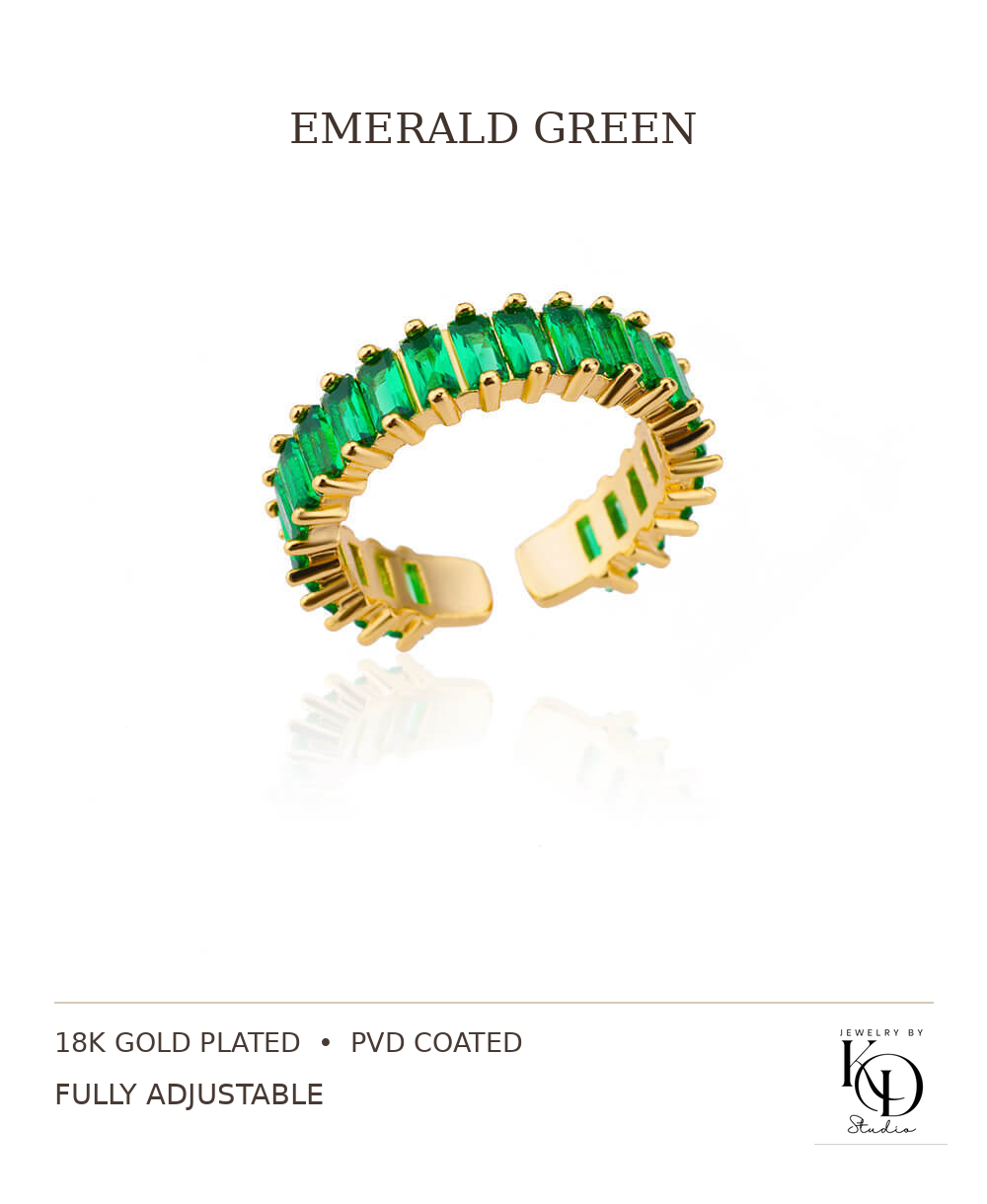 Shimmer & Sparkle CZ Tennis Ring | 18K Gold Plated | PVD Coated