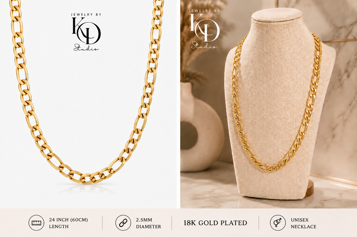 Big Daddy Figaro Chain Necklace | 18KGP