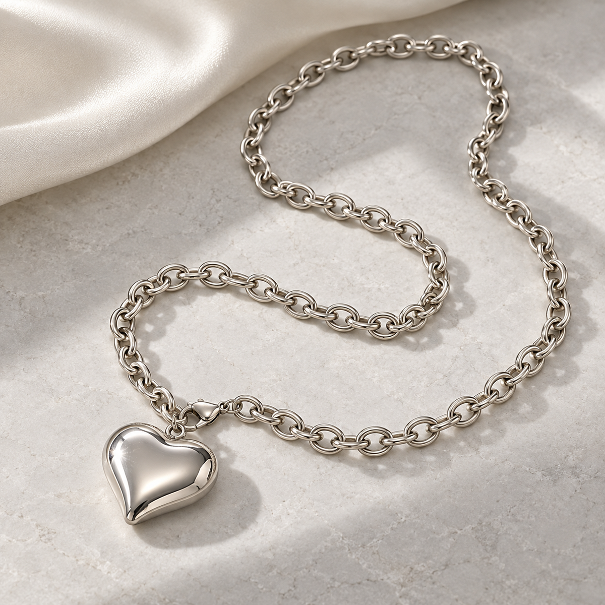 Classic Bold Heart Pendant Adjustable Necklace | 18K Gold Plated | PVD Coated