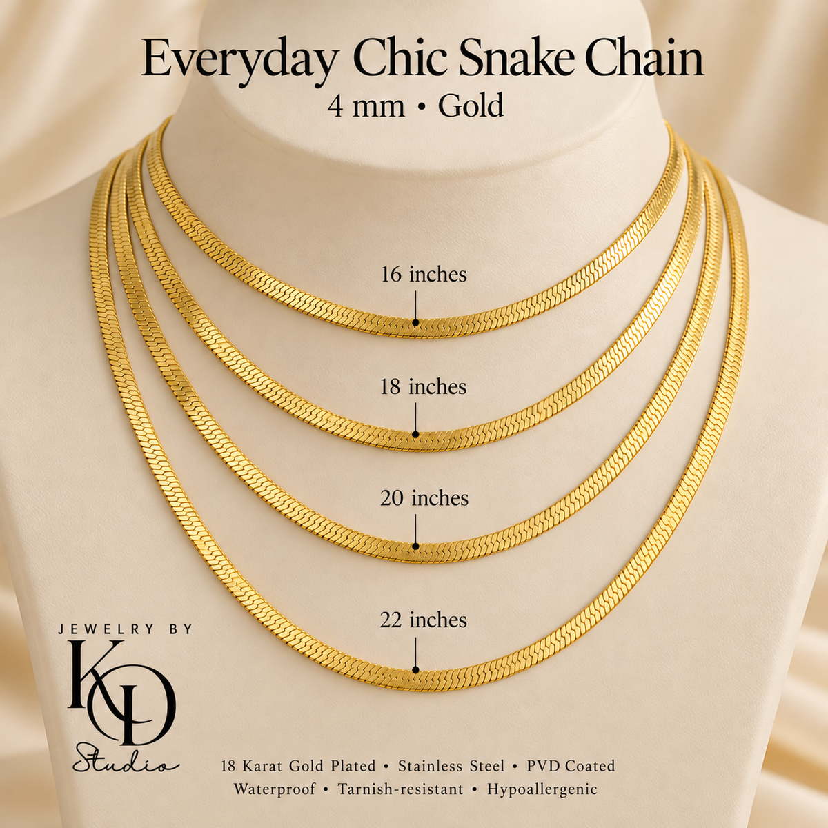 Everyday Chic Snake Chain | 18K Gold Plated | PVD Coated