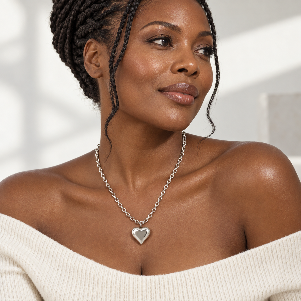 Classic Bold Heart Pendant Adjustable Necklace | 18K Gold Plated | PVD Coated