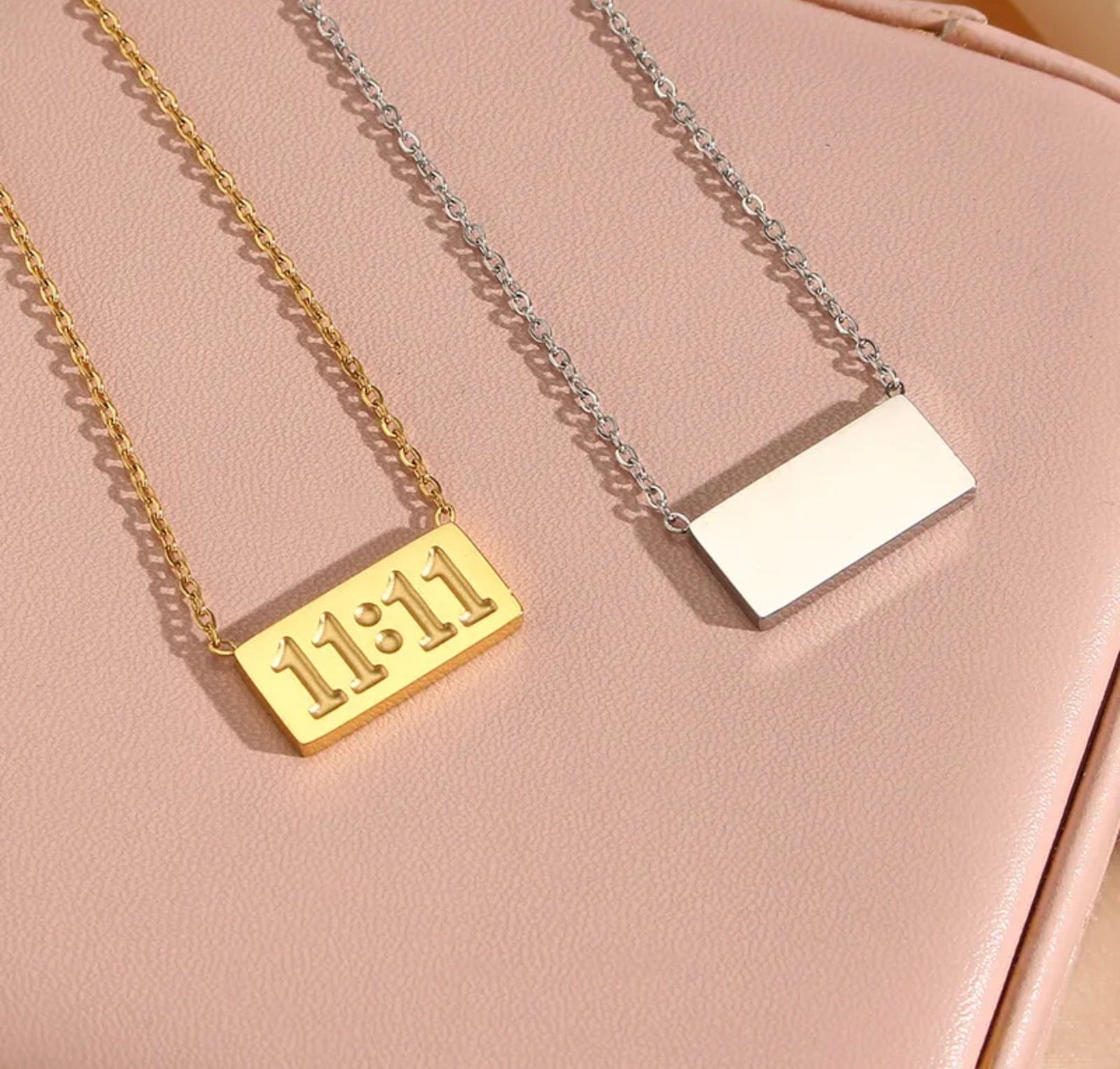11:11 Square Pendant Necklace - 18 KGP PVD