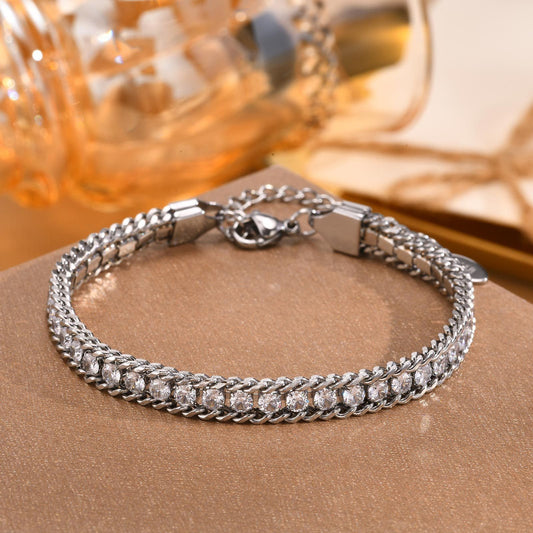 Rich Auntie Sparkle Tennis Chain Bracelet - 18 KGP PVD