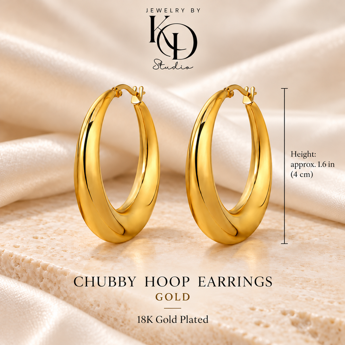Chubby Hoop Earrings | 18 Karat Gold Plated