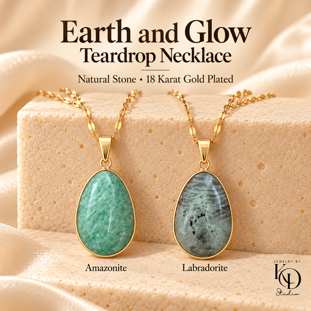 Earth and Glow Teardrop Necklace | 18K Gold Plated