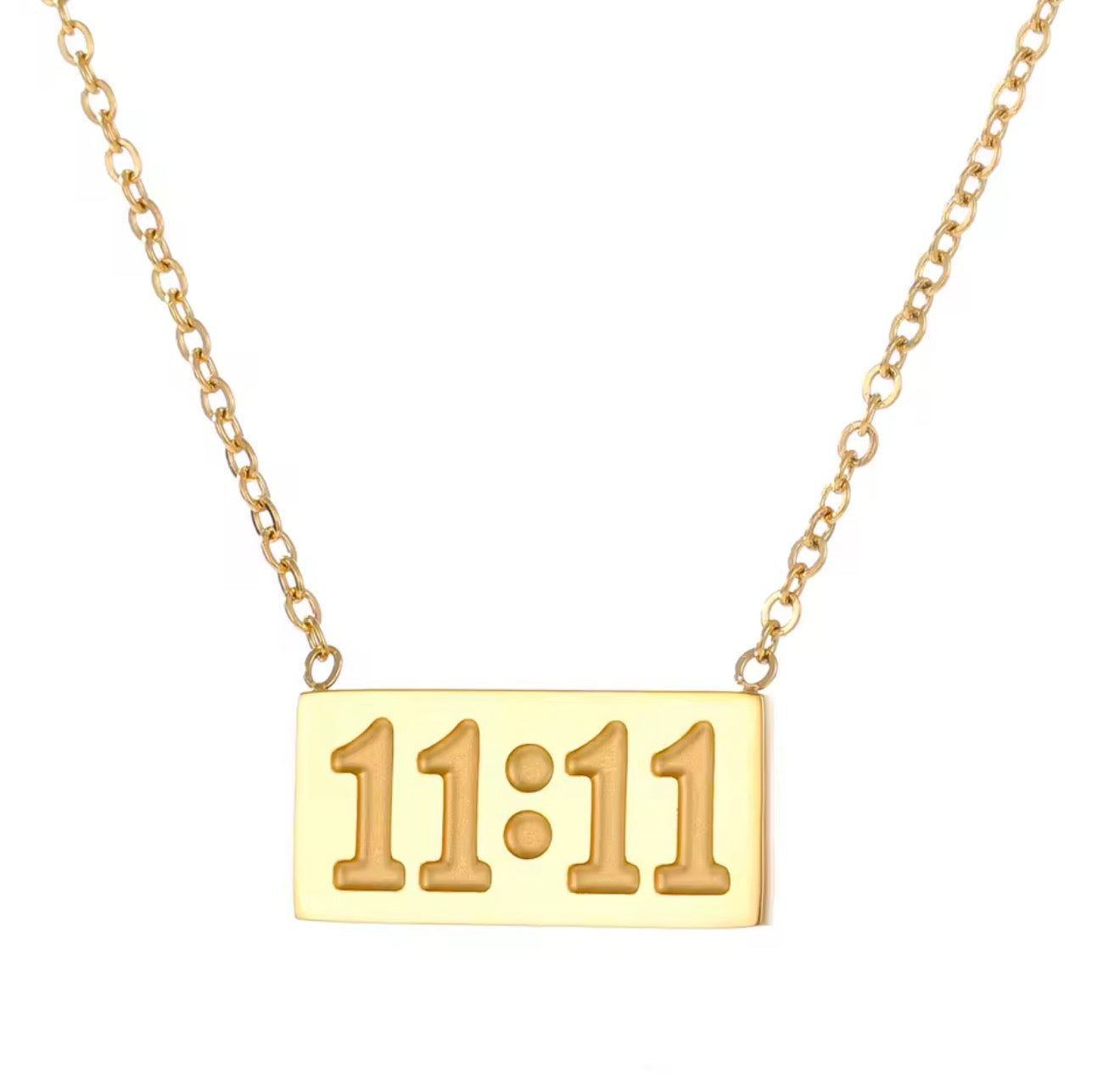 11:11 Square Pendant Necklace - 18 KGP PVD