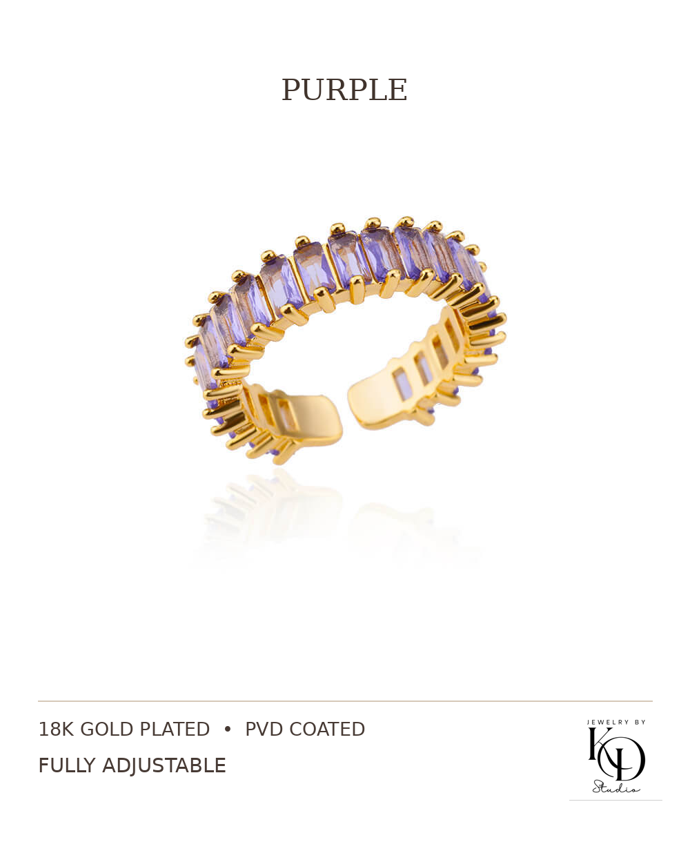 Shimmer & Sparkle CZ Tennis Ring | 18K Gold Plated | PVD Coated