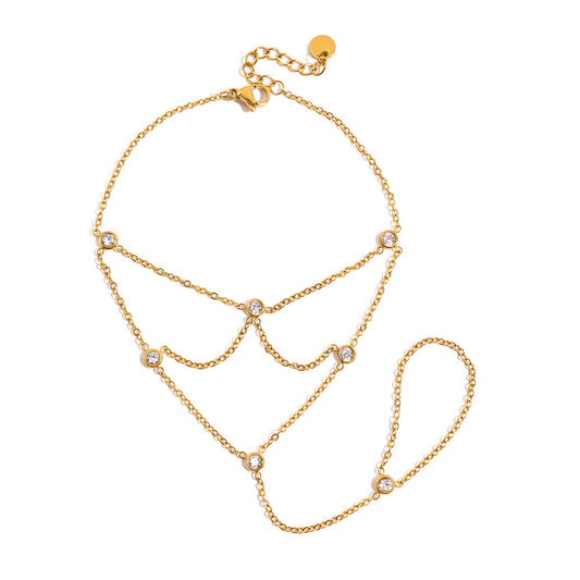 Coastal CZ Hand Chain - 18KGP