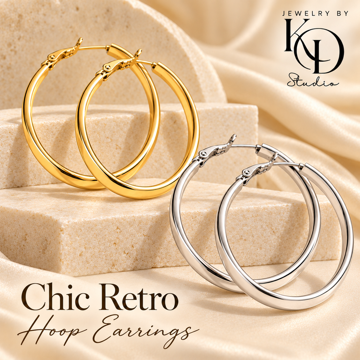 Chic Retro Hoop Earrings | 18K Gold Plated