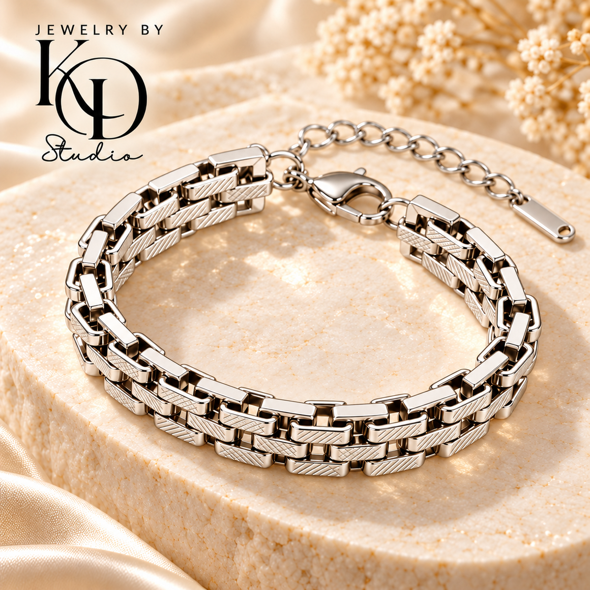Luxe Etched Chunky Link Bracelet | 18K Gold Plated