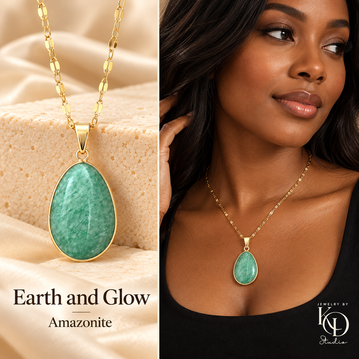 Earth and Glow Teardrop Necklace | 18K Gold Plated