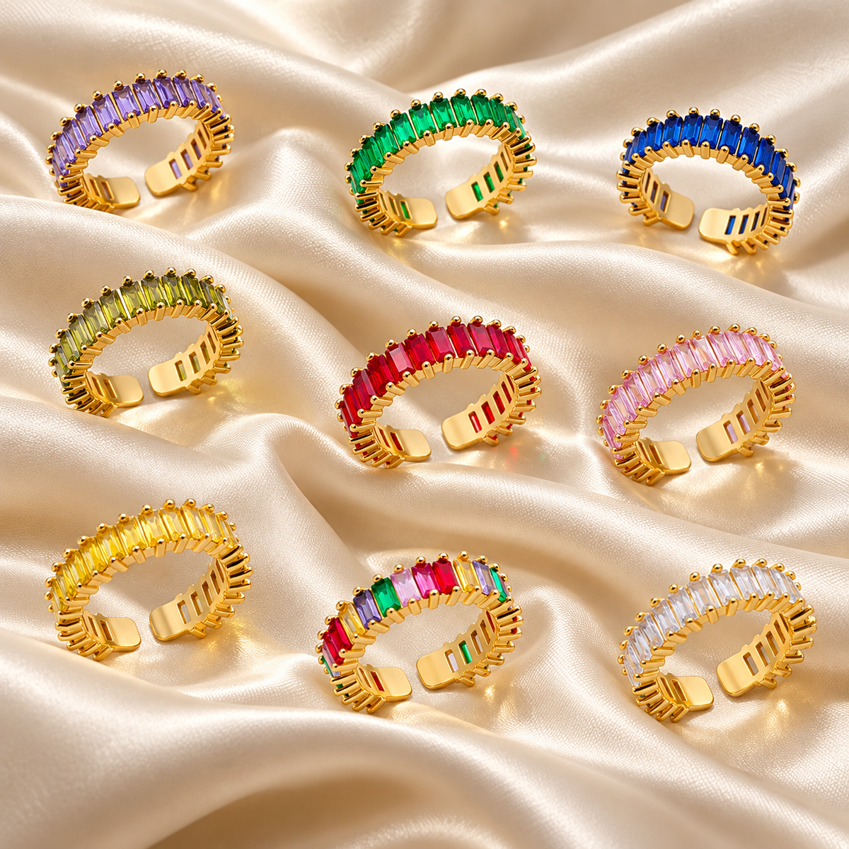 Shimmer & Sparkle CZ Tennis Ring | 18K Gold Plated | PVD Coated