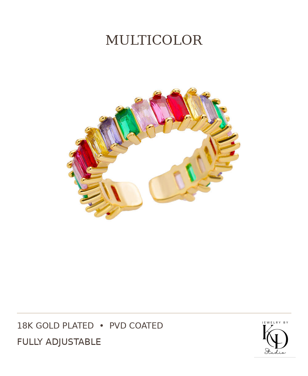 Shimmer & Sparkle CZ Tennis Ring | 18K Gold Plated | PVD Coated