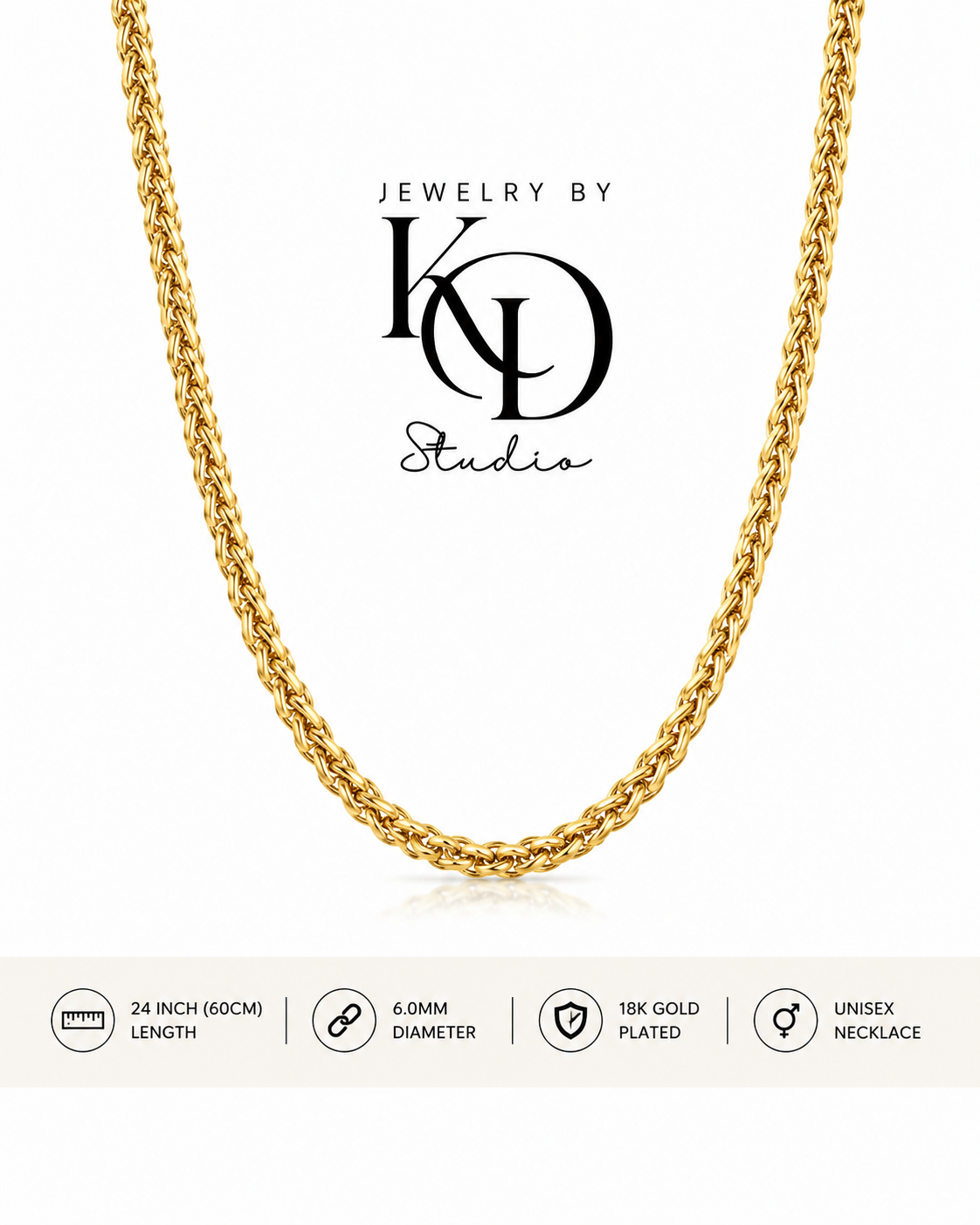 Big Daddy Round Snake Chain Necklace | 18KGP