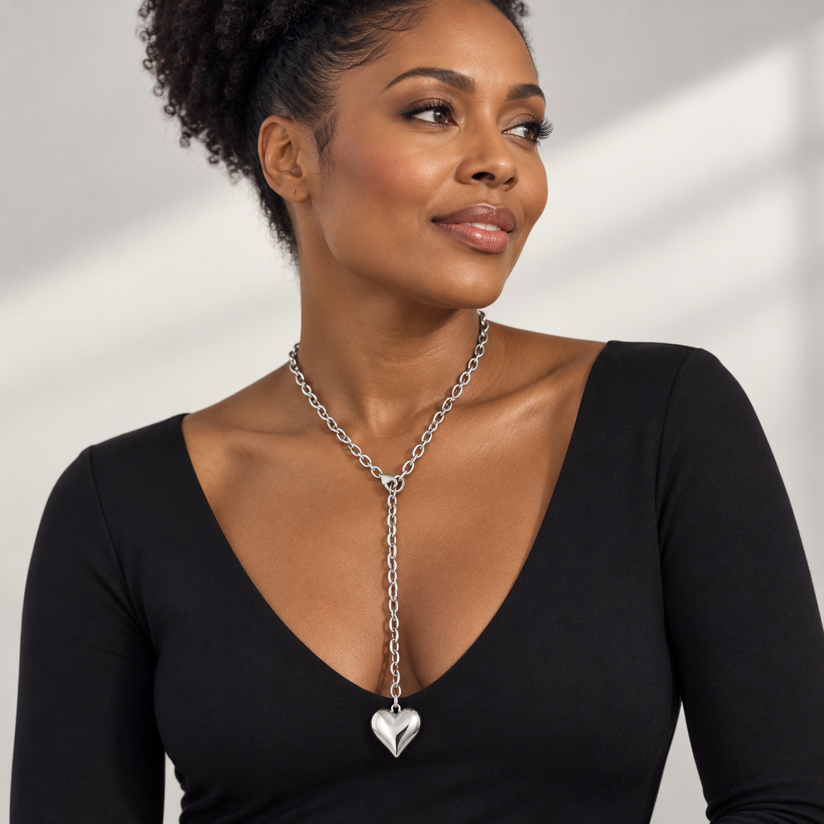 Classic Bold Heart Pendant Adjustable Necklace | 18K Gold Plated | PVD Coated