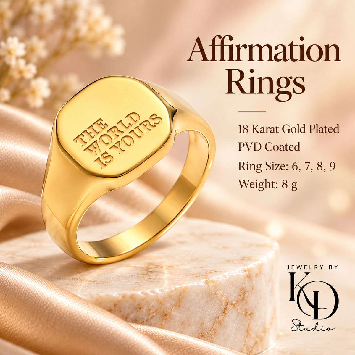 Minimalist Affirmations Rings | 18K Gold Plated