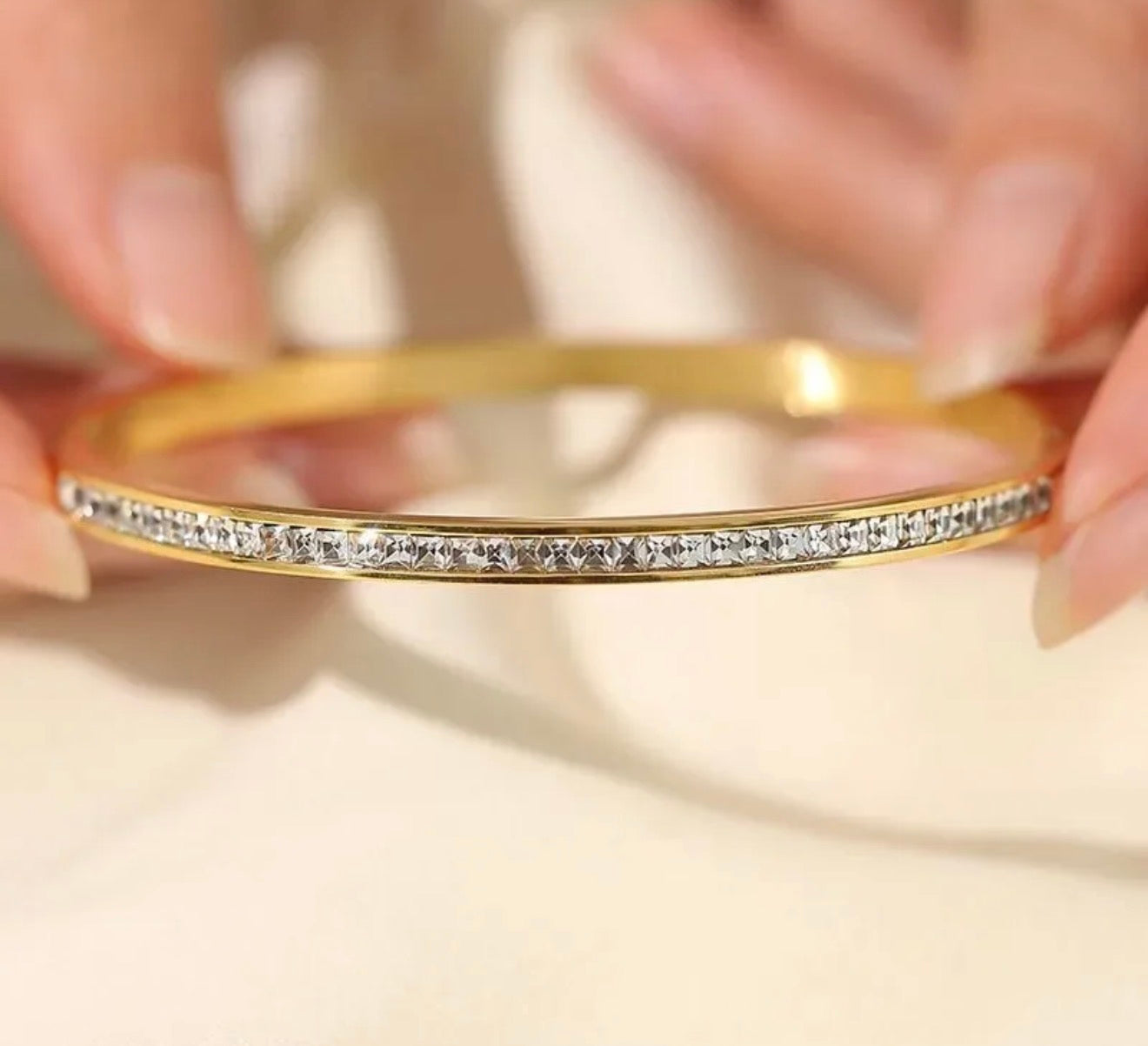 Rich Auntie Classic CZ Inlay Bangle - 18 KGP