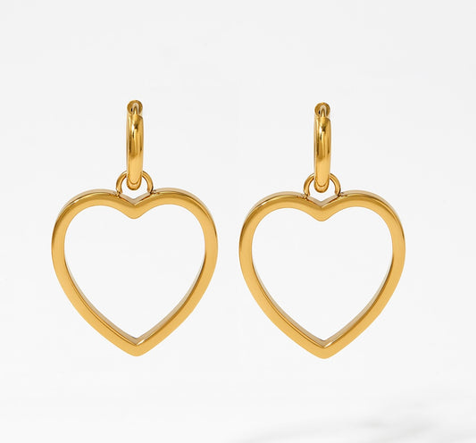 Hollow Hammered Heart Earrings