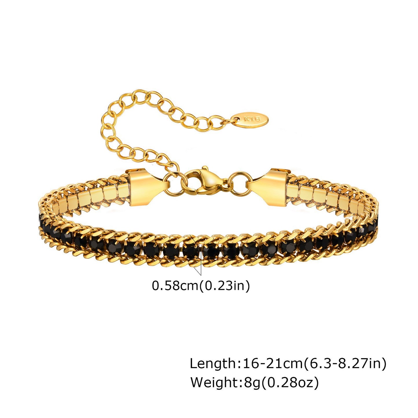 Rich Auntie Sparkle Tennis Chain Bracelet - 18 KGP PVD
