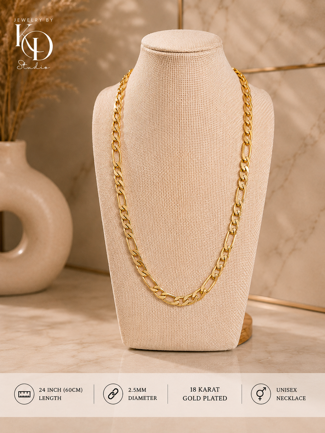 Big Daddy Figaro Chain Necklace | 18KGP