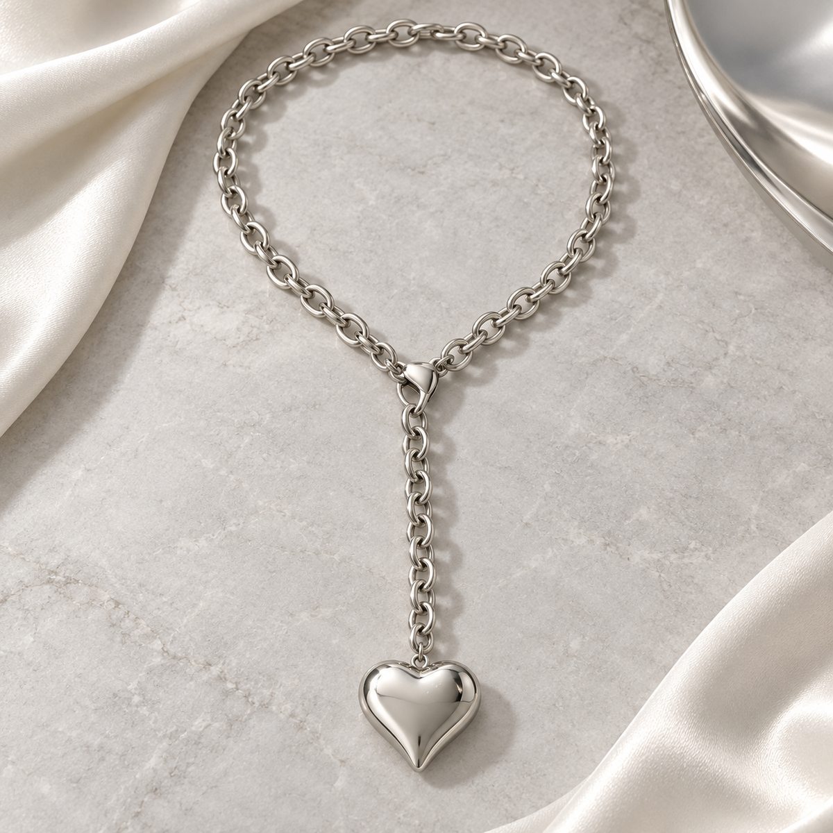 Classic Bold Heart Pendant Adjustable Necklace | 18K Gold Plated | PVD Coated